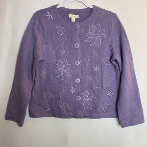 Appleseed's Wool Blend LavenderButton Front Cardigan Sweater Size S
